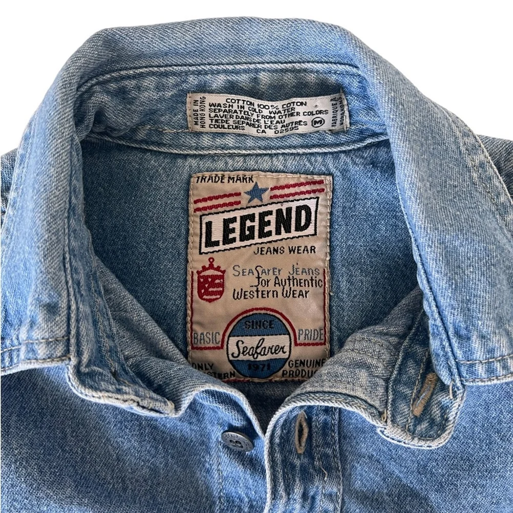 Vintage Denim Long Sleeve Jean Shirt - Picture 5 of 7